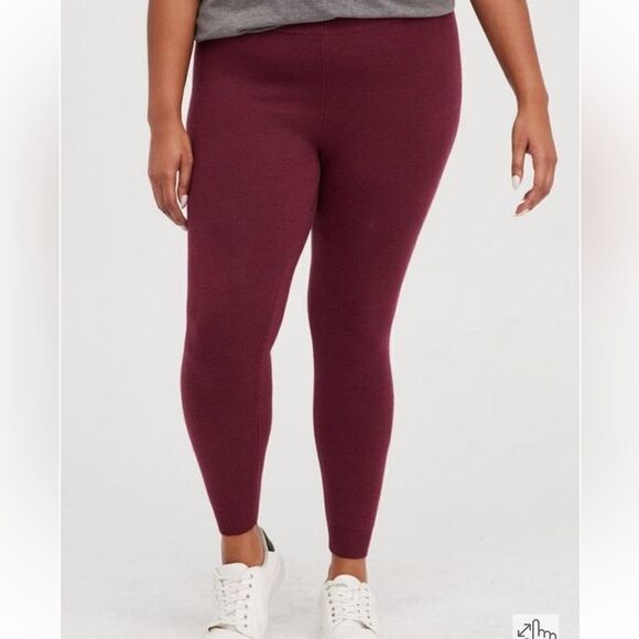 NWT Torrid Full Length Signature Waist Sweater Maroon Leggings Joggers Sz 3 - Picture 1 of 16